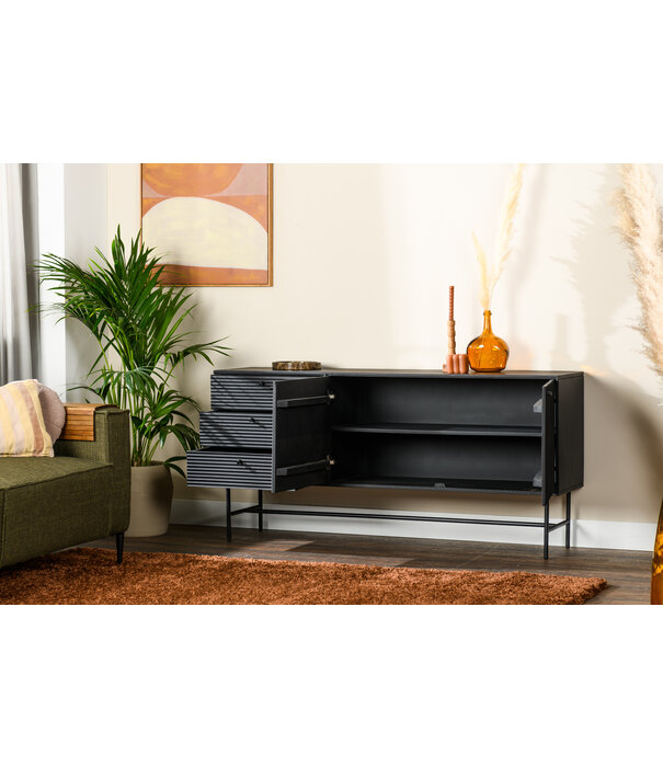 Duverger® Black Piano - Sideboard- 160cm - schwarz - Mango