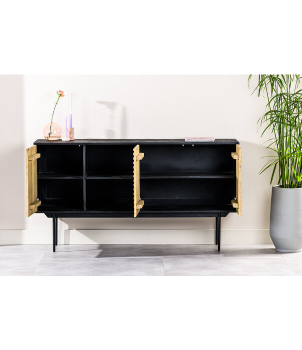 Duverger® Piano - Sideboard - L160cm - Mango - schwarz - natur