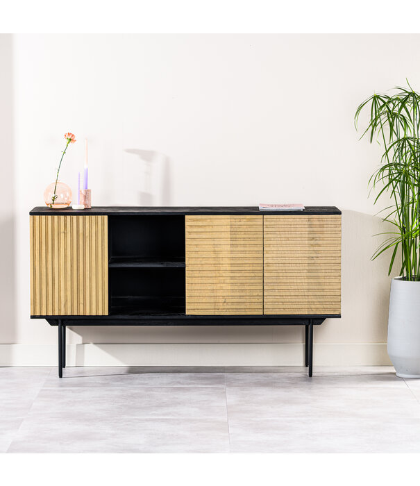 Duverger® Piano - Sideboard - L160cm - Mango - schwarz - natur