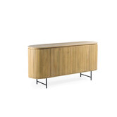 Steampunk-Sideboard aus natürlichem Akazienholz mit 4 Türen und Beinen aus schwarzem Stahl