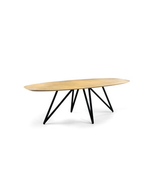 Nordic Design - Eettafel - acacia - naturel - ovaal - 240x110 cm - vlinder poot - staal - zwart
