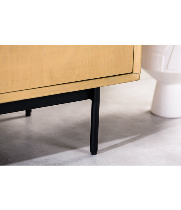 Duverger® Nordic -Tv-meubel - L140cm - mango - naturel - 2 deuren - 1 nis - 1 lade - stalen poten - zwart