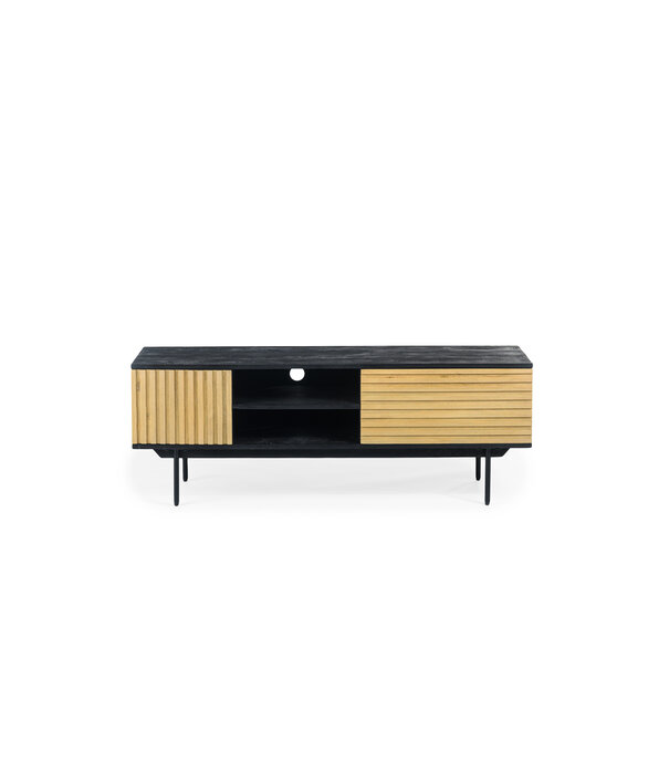 Duverger® Piano - Meuble TV - L140cm - manguier - noir - naturel