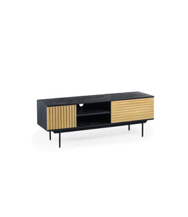 Piano -TV-Möbel - L140cm - Mango - schwarz - natur