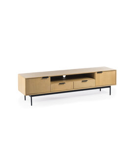 Nordic -Tv-meubel - L170cm - mango - naturel - 2 deuren - 1 nis - 2 lades