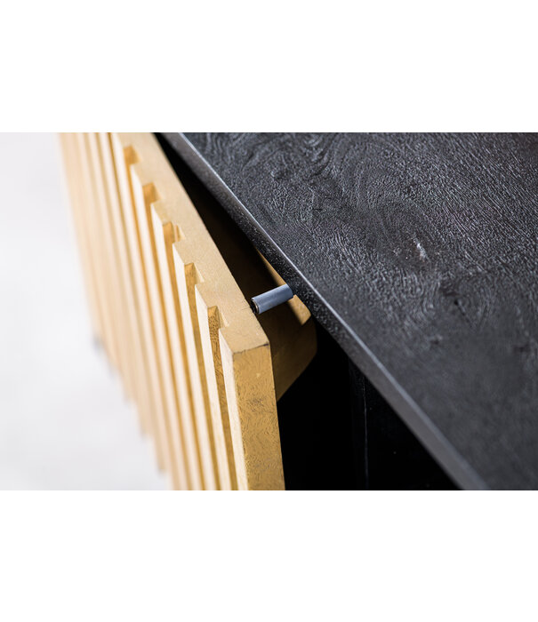 Piano - Meuble TV - L140cm - manguier - noir - 2 alcôves - 2 portes -  DuVerger Home