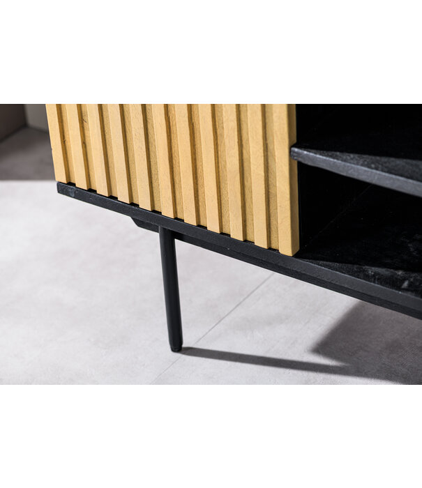 Duverger® Piano -TV-Möbel - L140cm - Mango - schwarz - natur