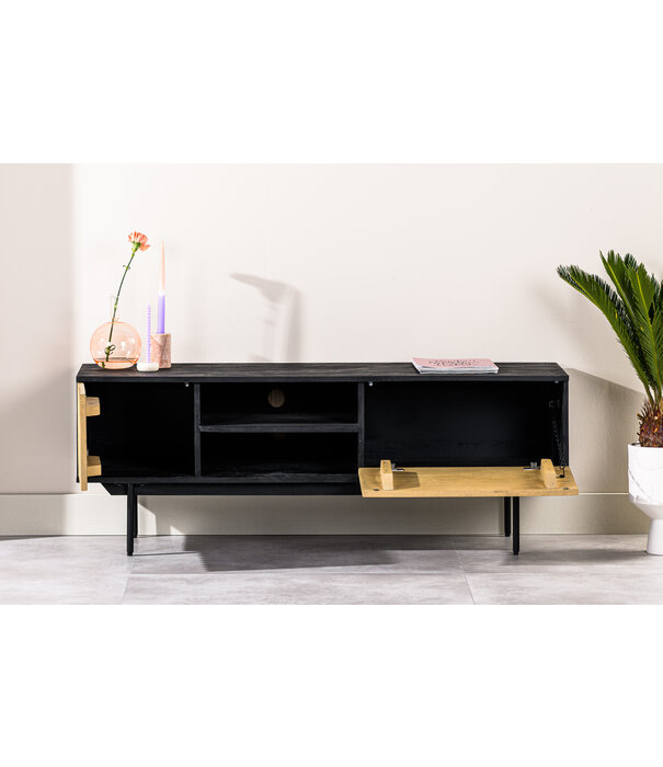 Duverger® Piano - Meuble TV - L140cm - manguier - noir - naturel
