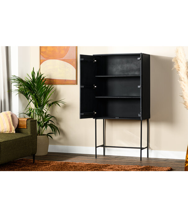 Duverger® Black Piano - Buffetschrank - 80 cm - schwarz - Mango