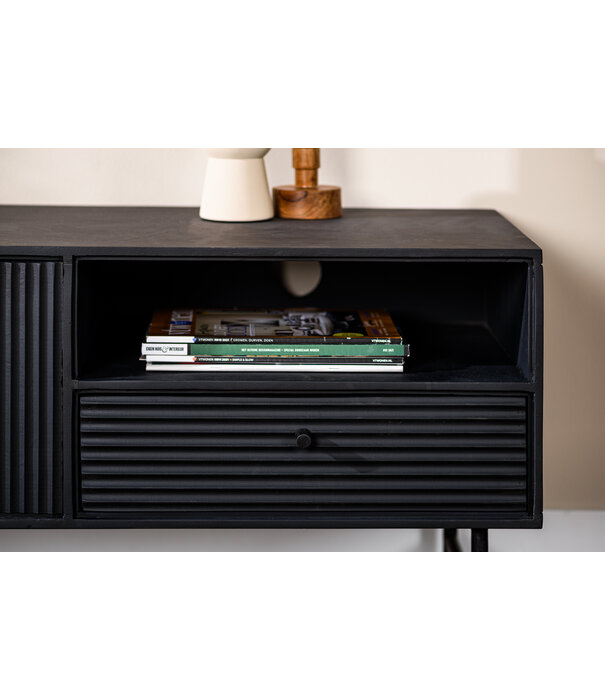 Duverger® Black Piano - Meuble TV - 150cm - noir - manguier