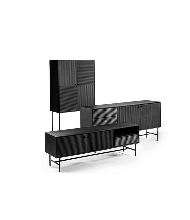 Duverger® Black Piano - Meuble TV - 150cm - noir - manguier