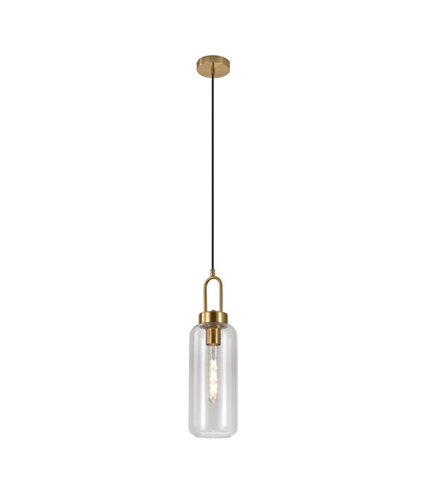 Duverger® Pendant - Lampe suspendue - cylindre - verre clair - cuivre - 1 point lumineux
