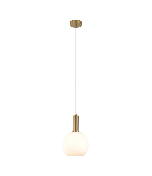 Duverger® Faberge - Lampe suspendue - ronde - blanc - verre - cuivre - 1 point lumineux