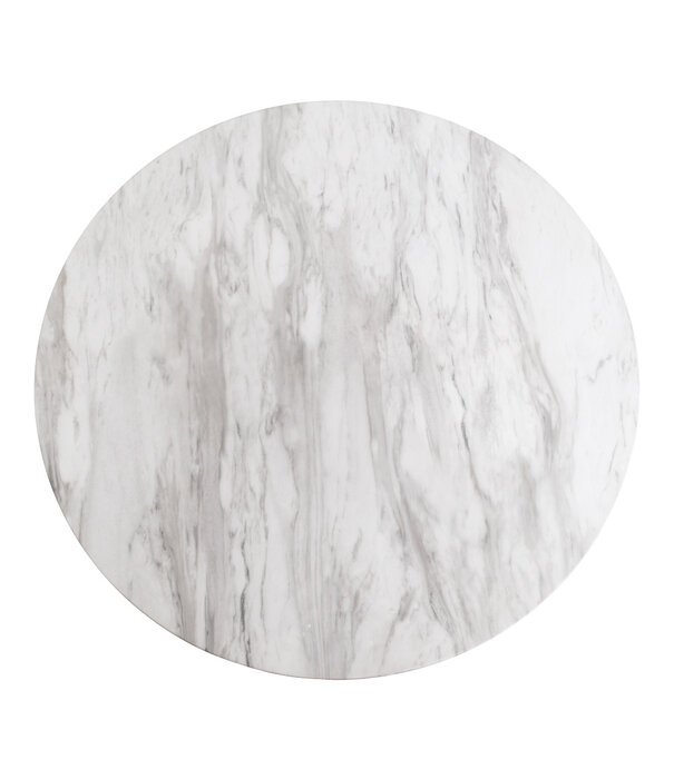 Duverger® Barbord - Table de bar - ronde - MDF - aspect marbre - base en acier - laiton