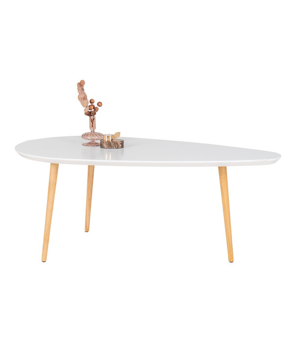 Duverger® Scanditable salontafel XL met een wit MDF blad en ondersteund door naturel rubberhout poten