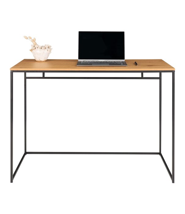 Duverger® Scandidesk - Bureau - panneau de particules - aspect chêne - châssis acier - noir