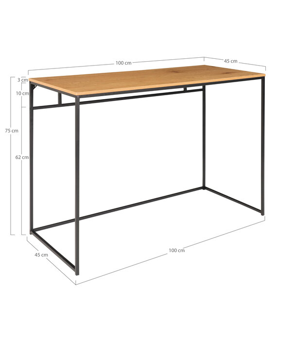 Duverger® Scandidesk - Bureau - spaanplaat - eikenlook - stalen frame - zwart