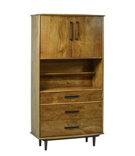 Nostalgic retro - Buffet - bois de manguier - marron - 3 tiroirs - niche - 2 portes