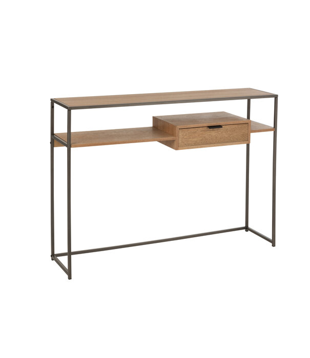 Duverger® Just Scandinavian - Beistelltisch - MDF - Eichenfurnier - 1 Schublade - Metallgestell