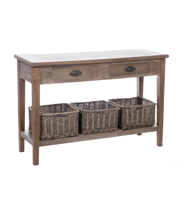 Duverger® Cottage - Sidetable - hout - grey wash - 3 manden - 2 lades - landelijk