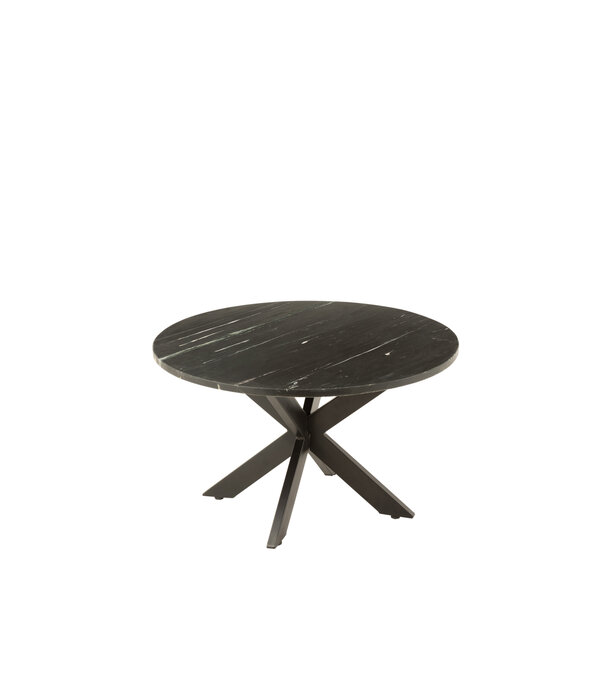 Duverger® Marble - Couchtisch - rund 80cm - Marmor - schwarz - einzigartiger Farbton - Spinnenbein - schwarzer Stahl