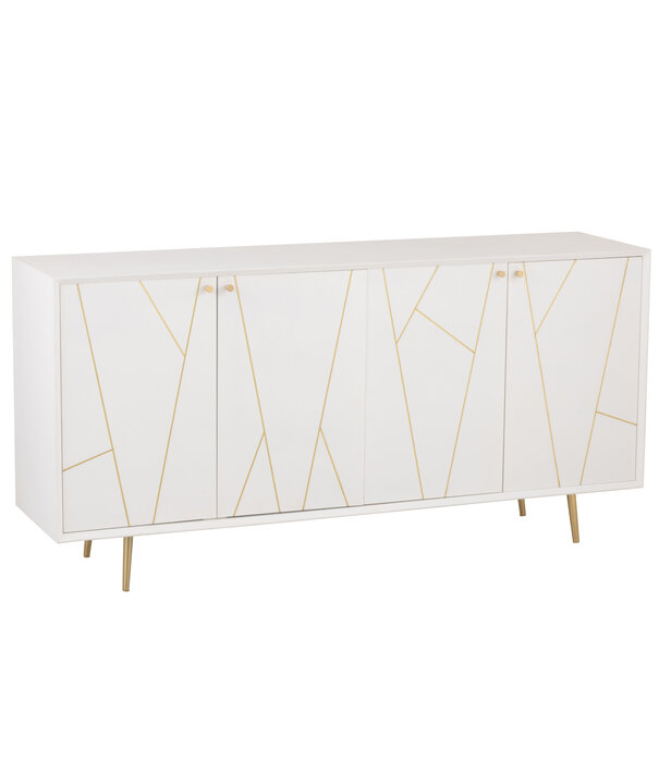 Duverger® Baseline - Buffet - MDF - blanc - 4 portes - 2 étagères - finition or