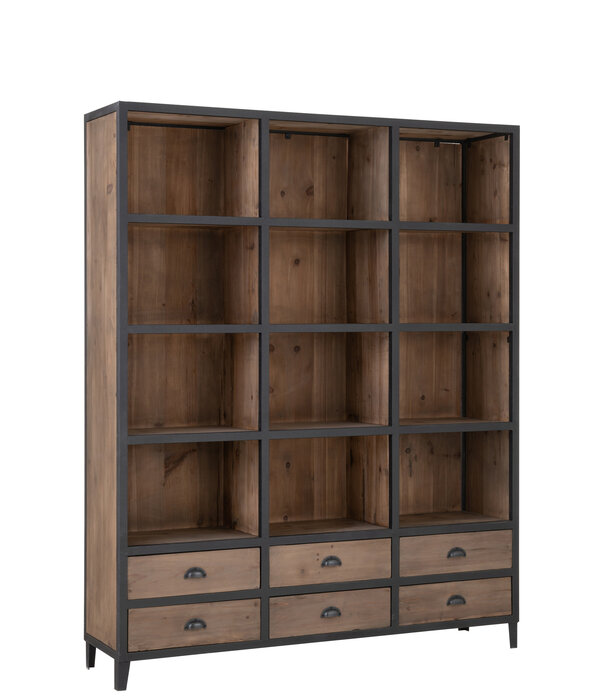 Duverger® Magnum Opus - Bibliotheksschrank - Holz - Metall - 12 Fächer - 6 Schubladen