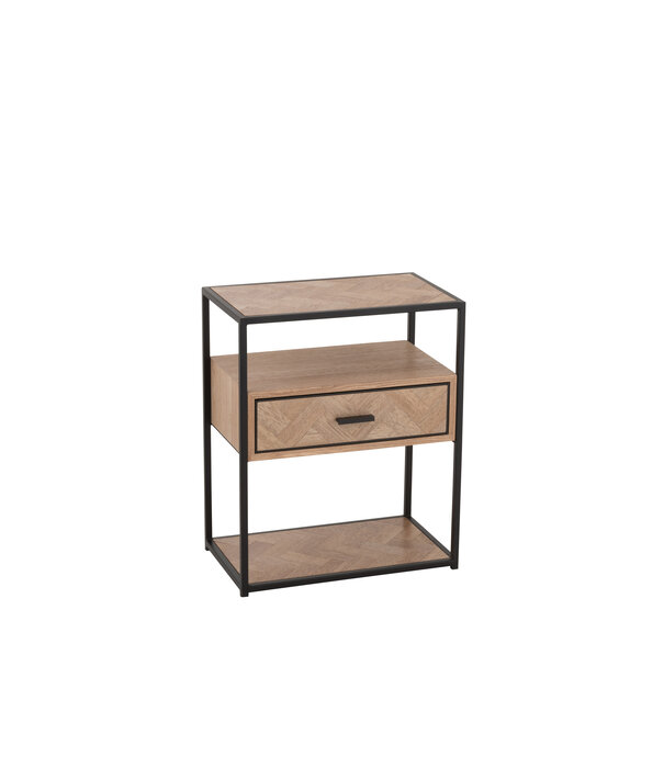 Duverger® Twist - Table de chevet - MDF - 1 tiroir - 2 niches - métal