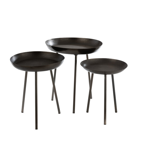 Duverger® Round Plateau - bijzettafel - set van 3 - metaal - donker grijs