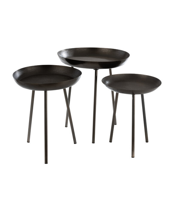 Duverger® Round Plateau - table d'appoint - set of 3 - métal - gris foncé