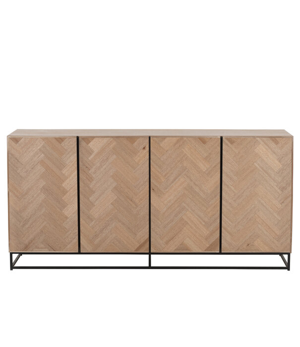 Duverger® Twist - Sideboard - MDF - natur - 4 Türen - 2 Einlegeböden - Metall - schwarz