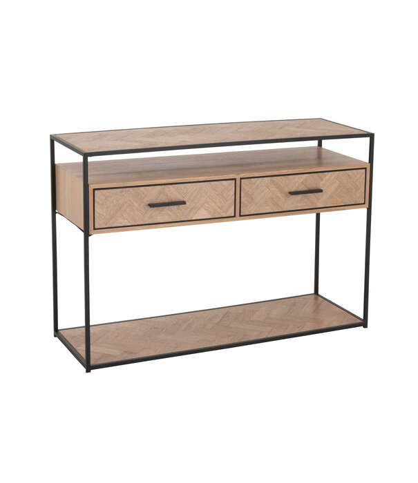 Duverger® Twist - Sidetable - MDF - 2 lades - 1 grote nis - metaal