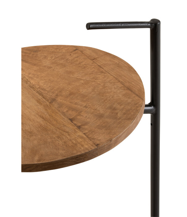 Duverger® Bistro - Table d'appoint - ronde - feuille de manguier - base en fer forgé - poignée