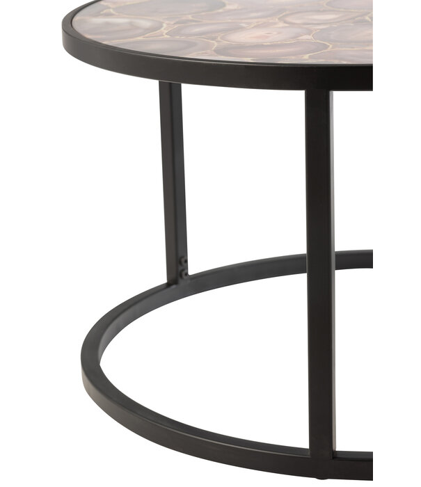 Duverger® Brick - Table d'appoint - ronde - mosaïque - verre - métal - noir