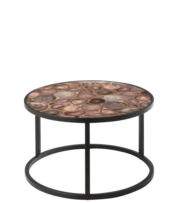 Duverger® Brick - Table d'appoint - ronde - mosaïque - verre - métal - noir