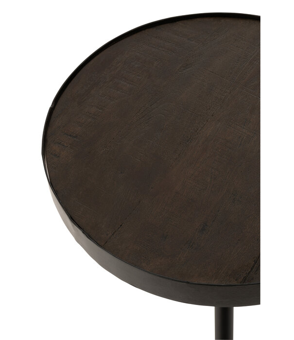 Duverger® Ruf Industry - Salontafel - rond - dia 50cm - mango hout - antraciet - metalen ring