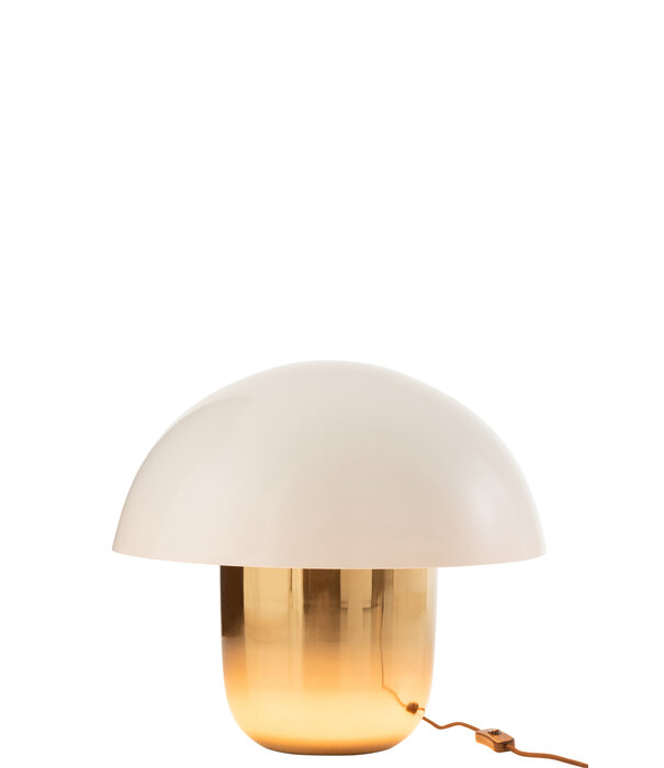 Duverger® Toadstool - Tafellamp - paddenstoelvorm - groot - wit - goud - ijzer - 1 lichtpunt