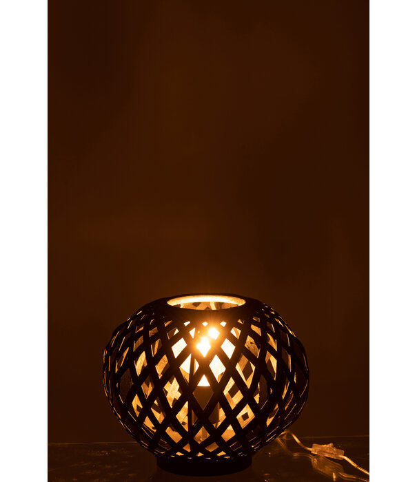 Duverger® Bambusa - Lampe à poser - ronde - bambou - noir - 1 point lumineux