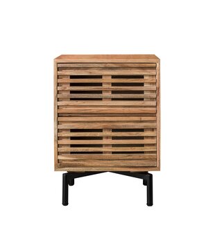 Shutter - Table de chevet - acacia massif - naturel - 2 tiroirs - lattes de bois