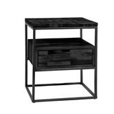 Black block - Table de chevet - noir - teck recyclé - 1 tiroir - 1 niche