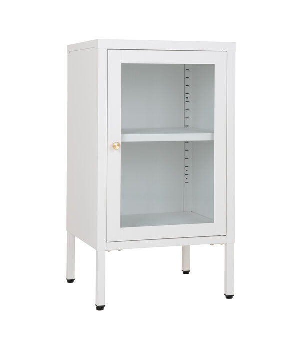 Duverger® Knock stalen vitrinekast wit met 1 glasdeur - 35x70x38cm