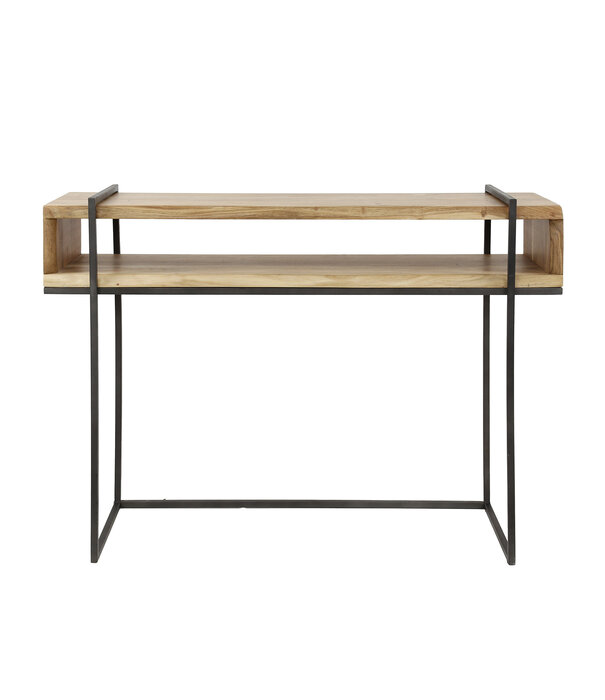 Duverger® Confined - Table d'appoint - acacia massif - structure métallique - compartiment ouvert