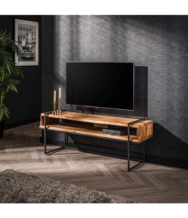 Duverger® Confined - TV-meubel - massief acacia - metalen frame - open vak
