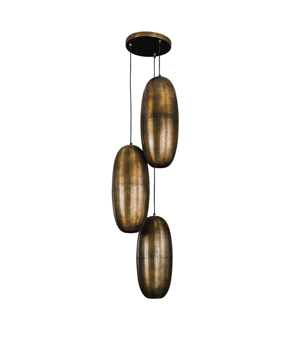 Duverger® Jujube - Hanglamp - brons - handgemaakte gaatjes - 3 lichtpunten