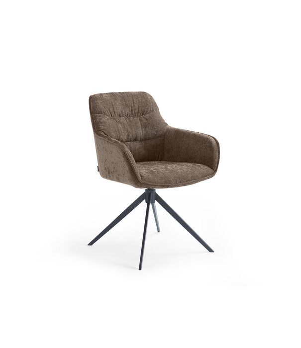 Duverger® Threehundredsixty - chaise de salle à manger - tissu oxford - gris taupe - rotation à 360° - 4 pieds en acier