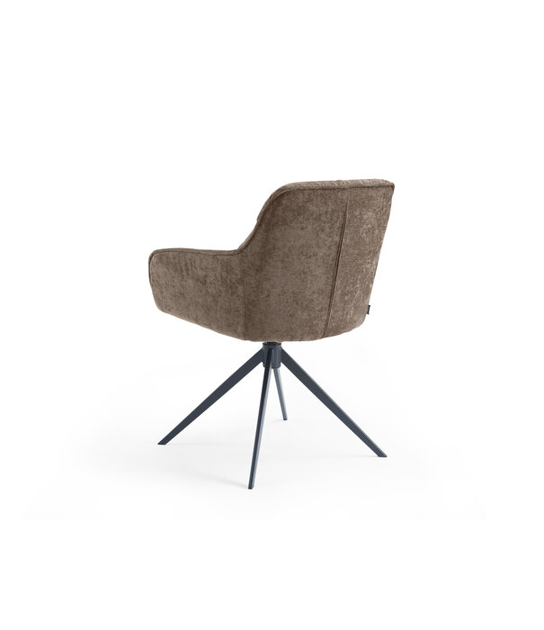 Duverger® Threehundredsixty - chaise de salle à manger - tissu oxford - gris taupe - rotation à 360° - 4 pieds en acier