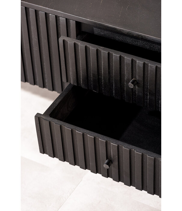 Duverger® Piano - Meuble TV - L175cm - mangue - noir - plateau en marbre