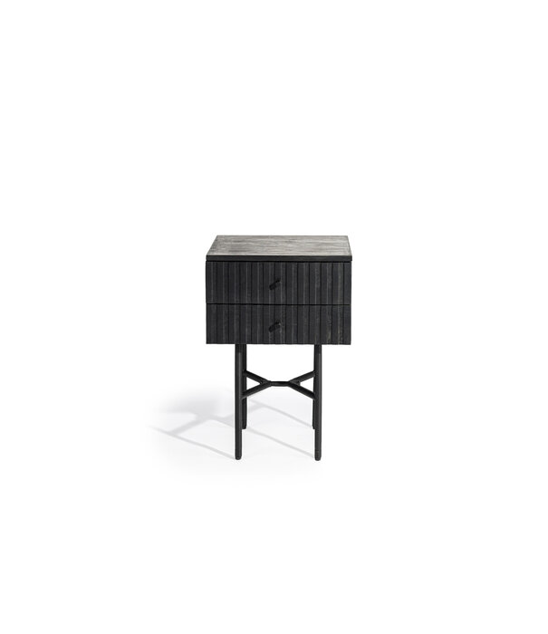 Duverger® Piano- Nachttisch - Mango - schwarz - Marmorplatte- schwarz