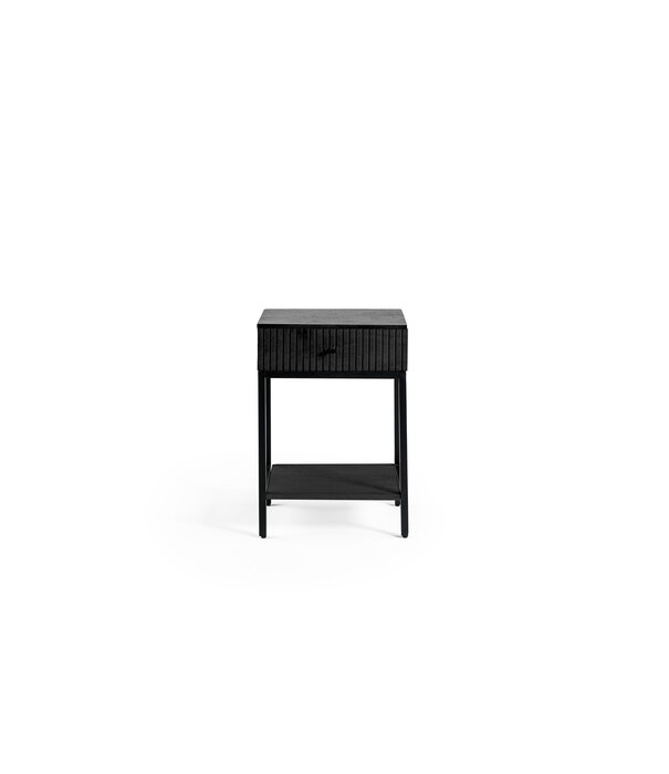 Duverger® Black Piano - Table de chevet - noir - acacia - 1 tiroir - 1 tablette