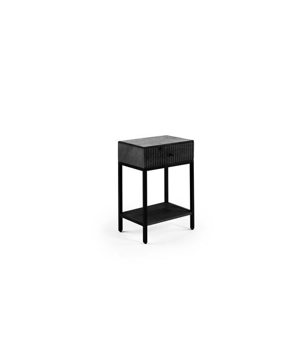 Duverger® Black Piano - Table de chevet - noir - acacia - 1 tiroir - 1 tablette